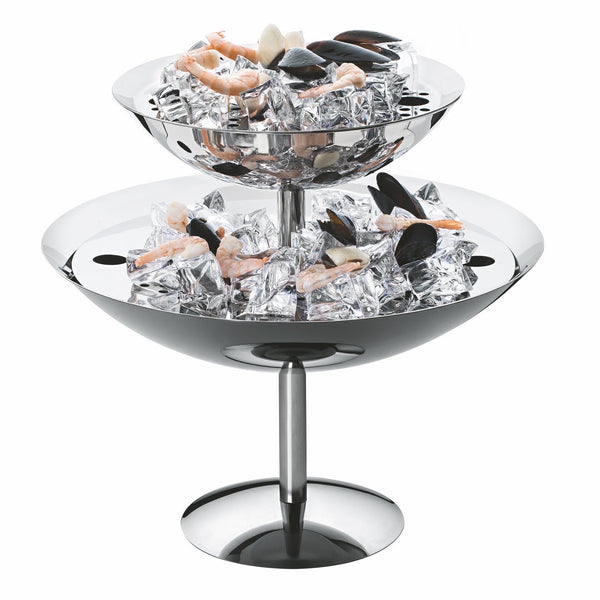 Elevated Two-Tier Seafood Stand With Grills D: 8-5/8" + 12-1/2"