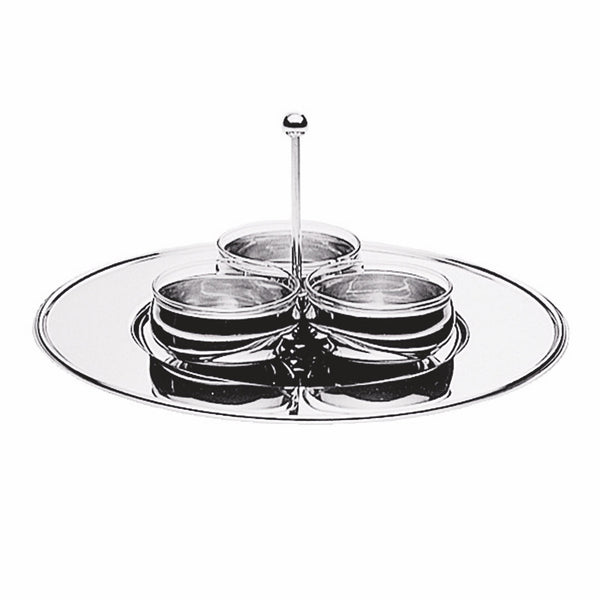 Serving Set With 3 Crystal Compartments D: 13" C: 3 X 5 Oz.