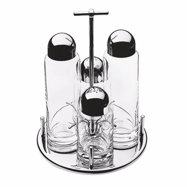 4 Pc. Cruet And Salt Cellar Set; Minima H: 7-1/2", 2 X 6 Oz. + 2 X 3-3/4 Oz.