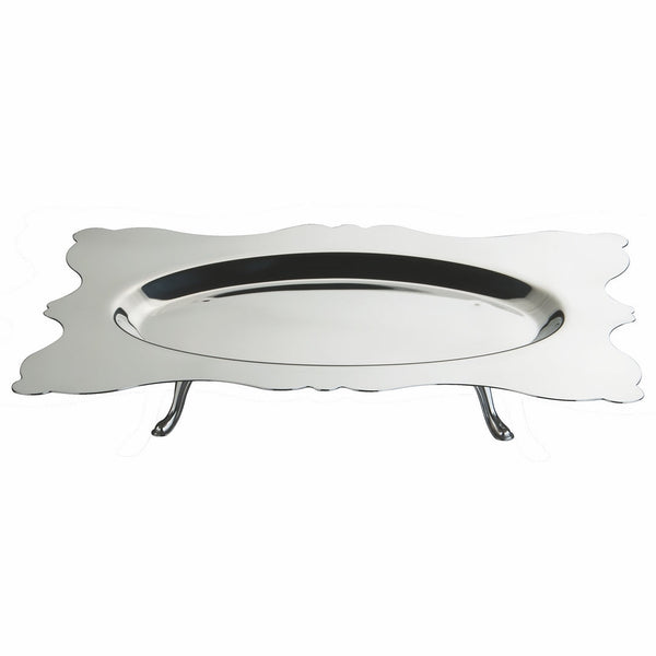 Rectangular Tray - Oval Center With Feet;  Pewter 18-1/2" X 13-3/8"