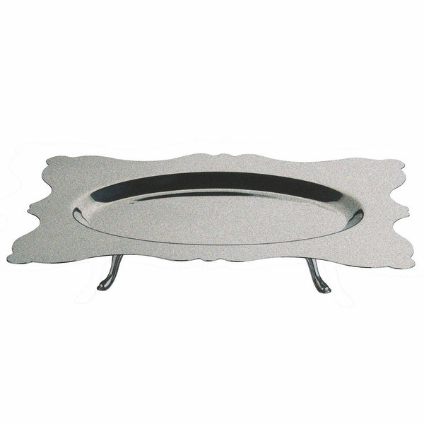 Rectangular Tray - Oval Center With Feet;  Pewter 18-1/2" X 13-3/8"