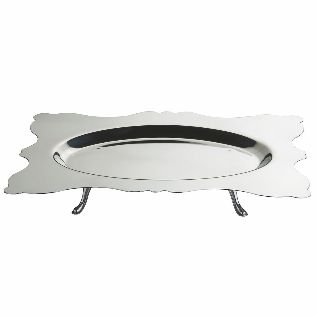 Rectangular Tray - Oval Center With Feet;  Pewter 22" X 15-3/4"