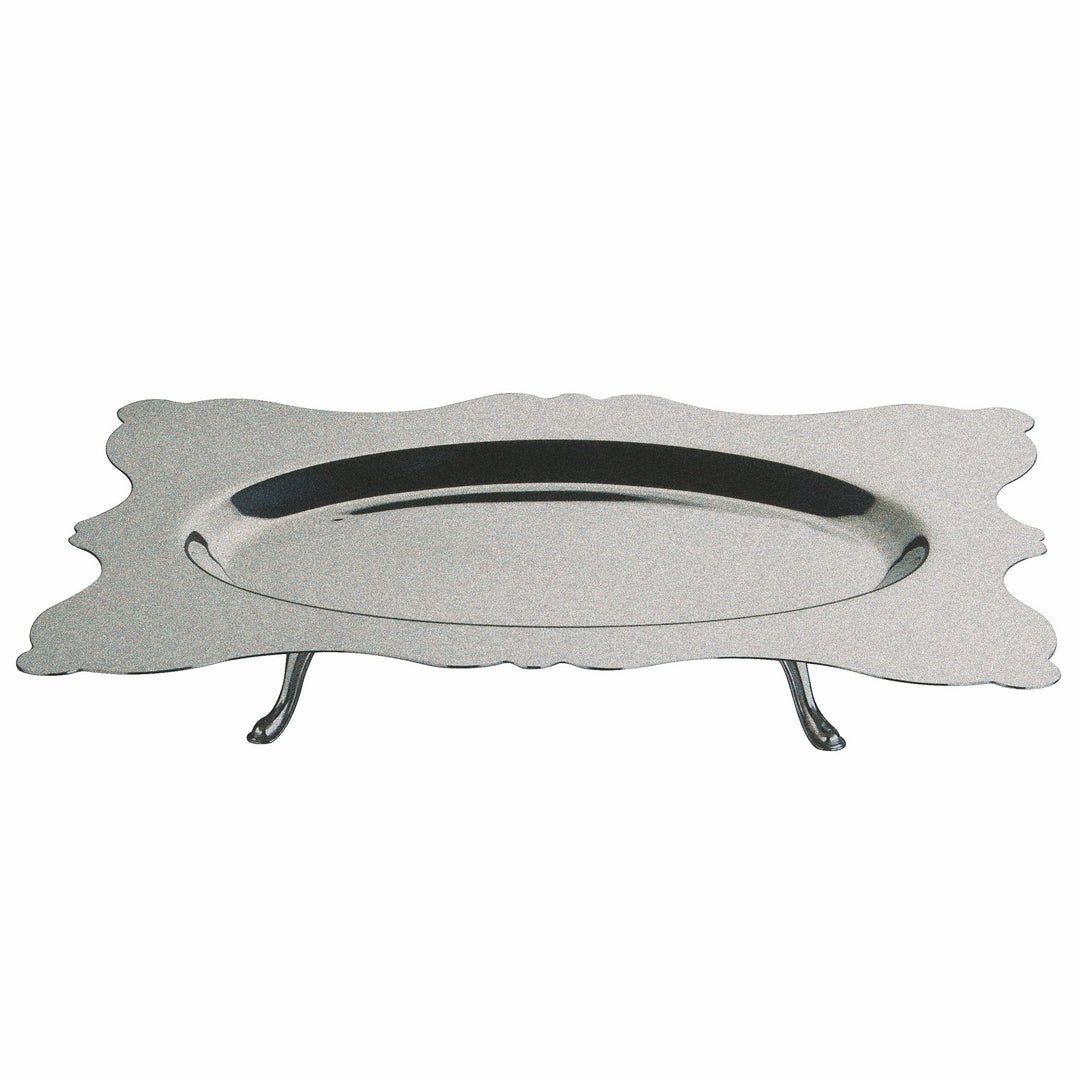 Rectangular Tray - Oval Center With Feet;  Pewter 22" X 15-3/4"