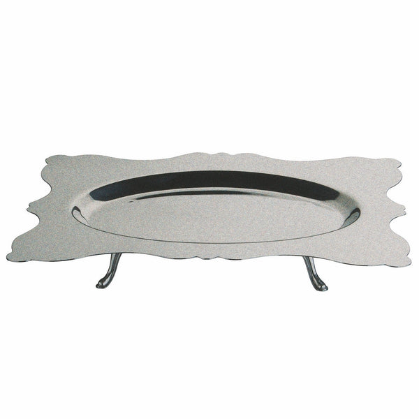 Rectangular Tray - Oval Center With Feet;  Pewter 22" X 15-3/4"