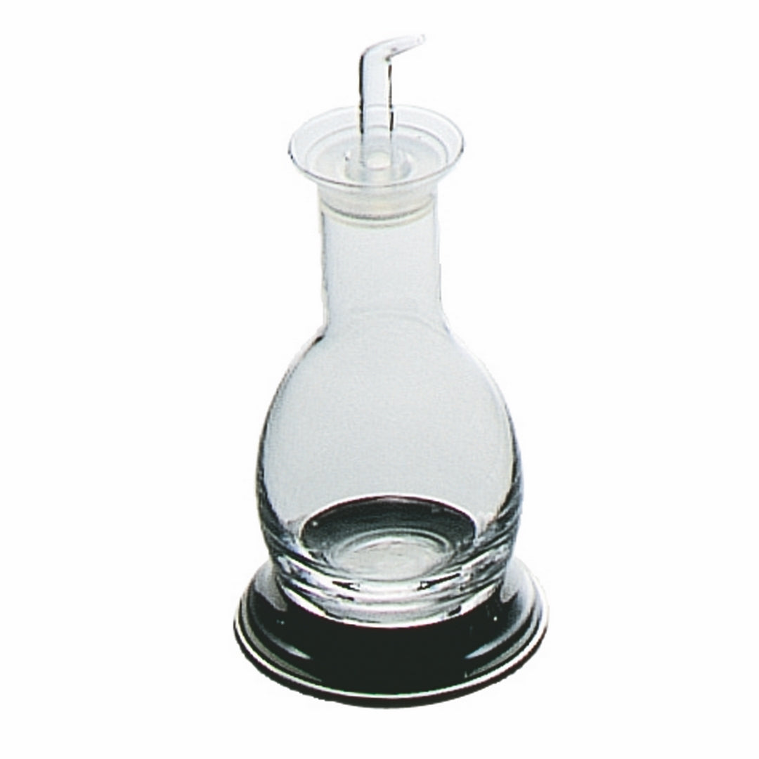 Glass Oil / Vinegar Cruet With Stainless Steel Base;  H: -5-7/8" C: 7-1/2 Oz.