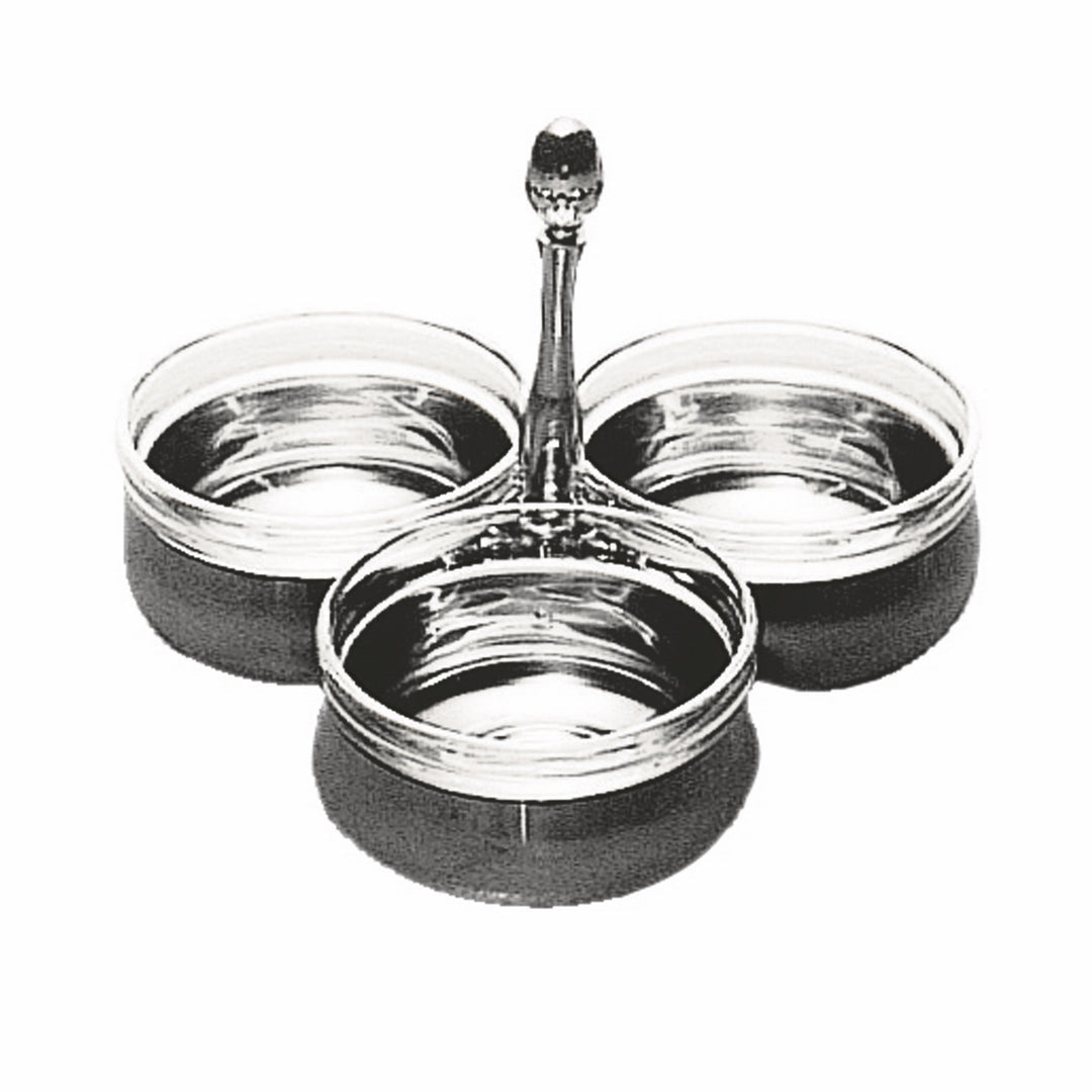 Snack Server With 3 Crystal Inserts;  H: 5-7/8" D: 7-7/8" C: 5-1/8 Oz. X 3