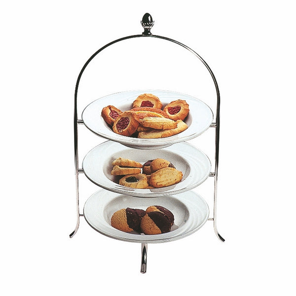 Afternoon Tea Stand, Three Tiers;  H: 17-1/4" D: 8-13/16"
