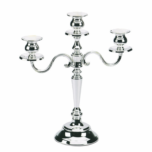 Candlestick Holder For 3 Candles;  - Silver-Plated H: 13-5/8"