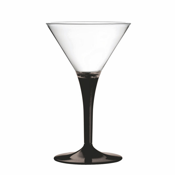 Polycarbonate Martini Glass, Clear Bowl With Solid Color Stem And Foot Black