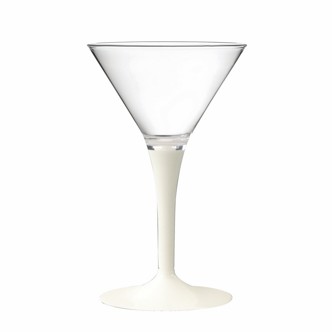 Polycarbonate Martini Glass, Clear Bowl With Solid Color Stem And Foot White