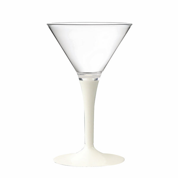 Polycarbonate Martini Glass, Clear Bowl With Solid Color Stem And Foot White