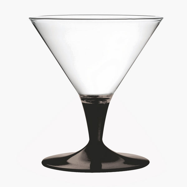 Polycarbonate Ice Cream Cup, Clear Bowl With Solid Color Stem And Foot Black