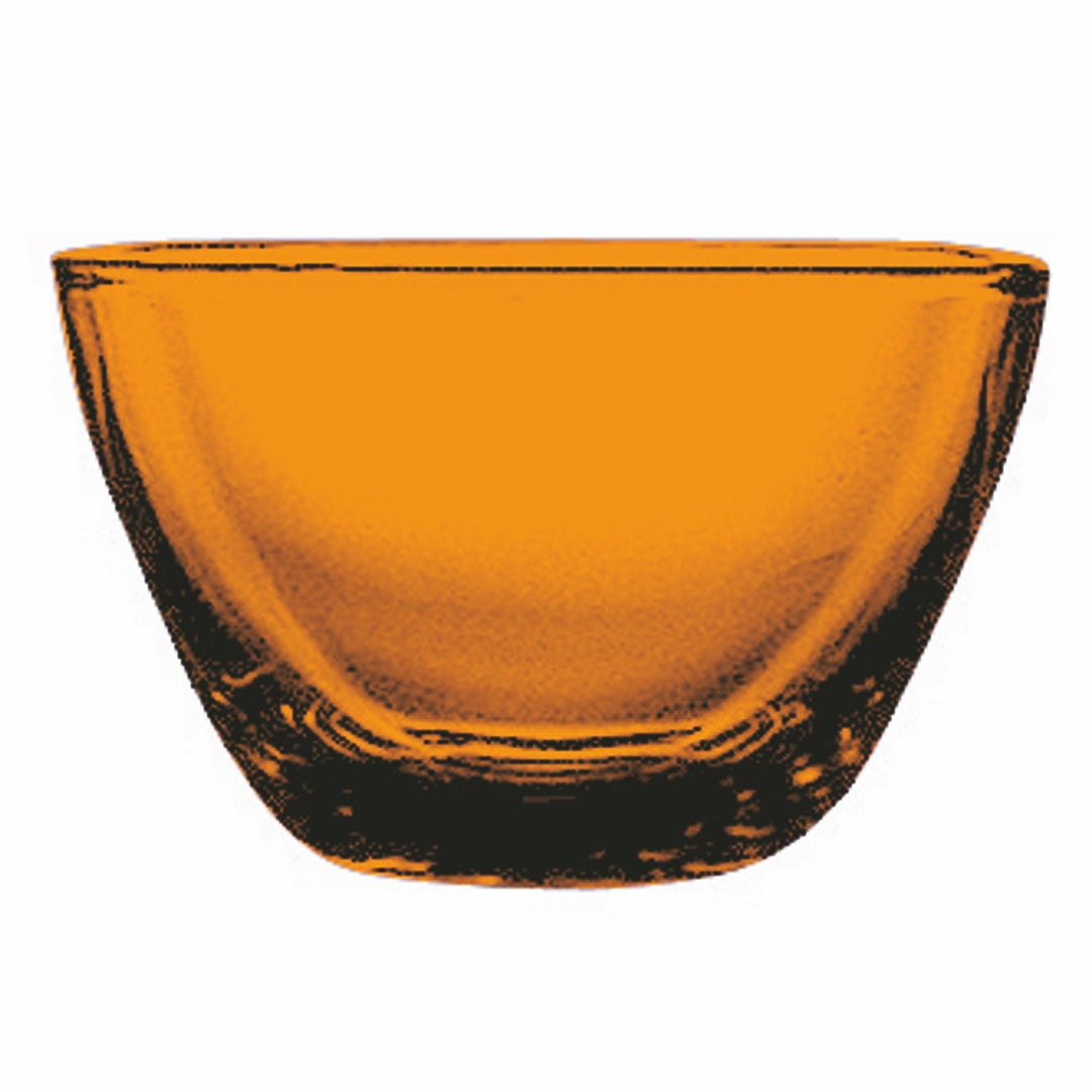 Polycarbonate Square Bowl; L: 3-7/8" W: 3-7/8" Amber