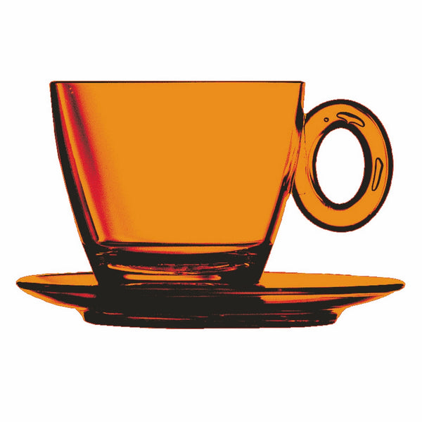 Polycarbonate Tea Cup W/ Saucer; C: 5-1/8 Oz. Amber