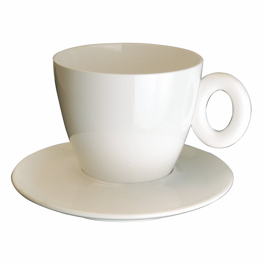 Polycarbonate Tea Cup W/ Saucer; C: 5-1/8 Oz. White