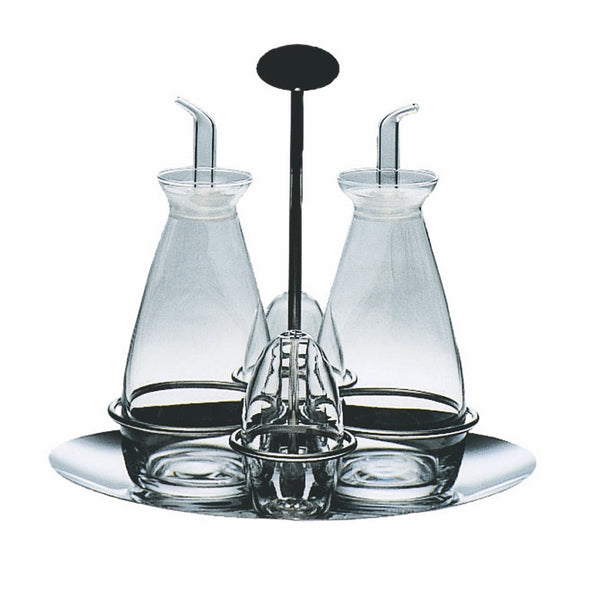 4 Pc. Cruet And Salt Set H: 7-3/4", 2 X 10-1/8 Oz. + 2 X 2-3/4 Oz.