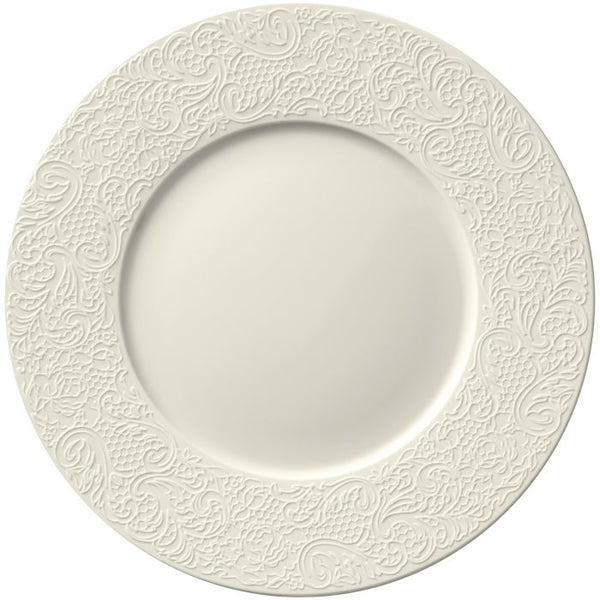 Round Presentation plate w/ wide rim 12 5/8" - Ivory 12" 5/8