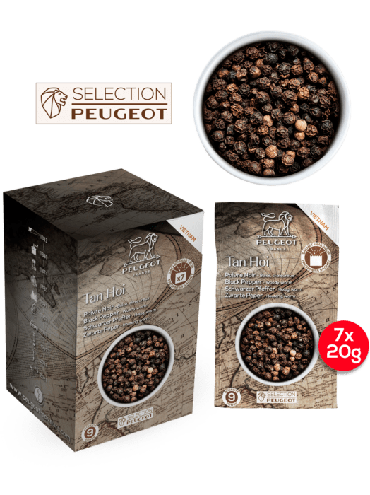 Peugeot Tan Hoi Black Pepper 140g - Vietnam. Box of 7 x 20g sachets SKU: '42400