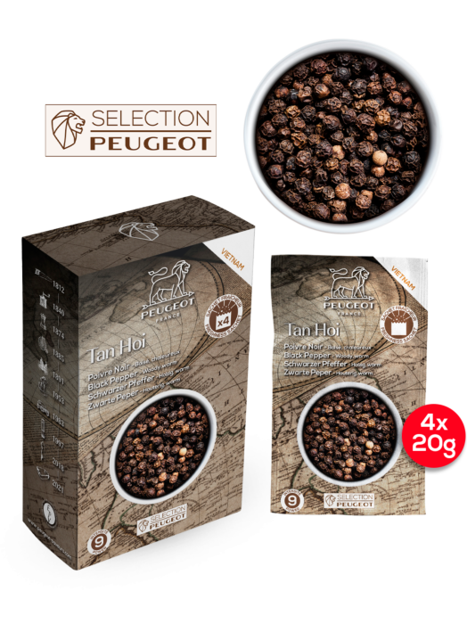 Peugeot Tan Hoi Black Pepper 80g - Vietnam. Box of 4 x 20g sachets SKU: '42417