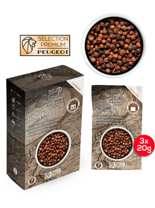 Peugeot Kampot Red Pepper 60g - Cambodia. Box of 3 x 20g sachets SKU: '42479