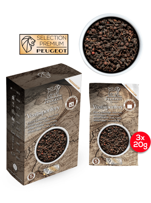 Peugeot Voatsiperifery Wild Pepper 60g - Madagascar. Box of 3 x 20g sachets SKU: '42493