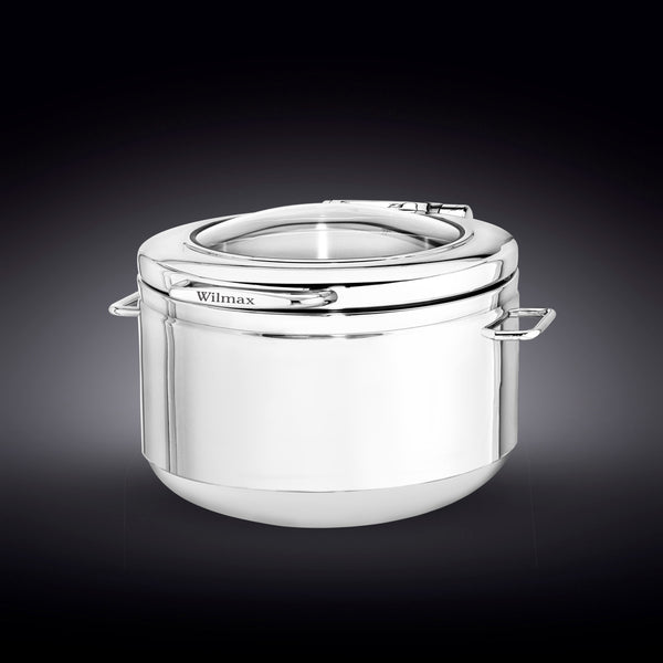 GLASS LID ROUND CHAFER 18" X 16.25" X 10" | 46 X 41.5 X 25.5 CM 300 FL OZ | 9 L