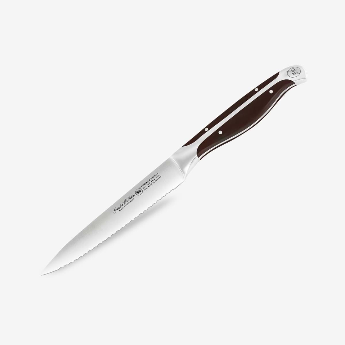 Gunter Wilhelm Thunder Utility/Steak Knife Serrated, 5 Inch | Dark Brown ABS Handle SKU: 30-313-1105