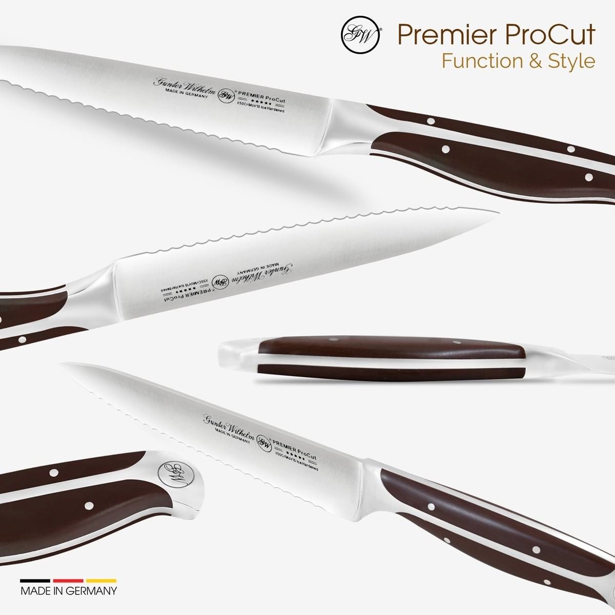 Gunter Wilhelm Thunder Utility/Steak Knife Serrated, 5 Inch | Dark Brown ABS Handle SKU: 30-313-1105