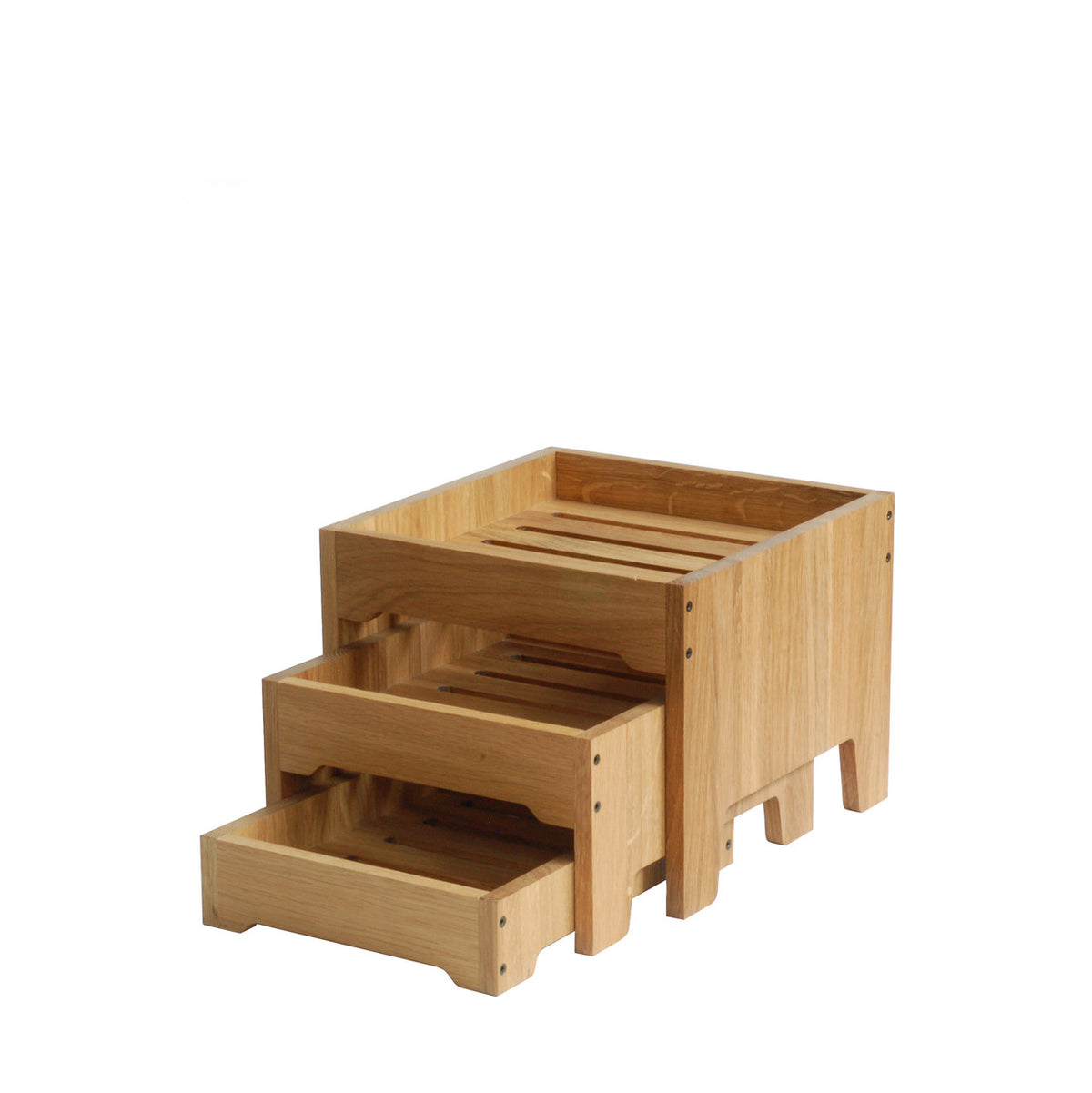 Rustic Mini Oak Three-Tier Stand