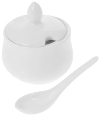 Wilmax Fine Porcelain 4 Oz | 130 Ml Mustard Pot With Spoon SKU: WL-996083/A