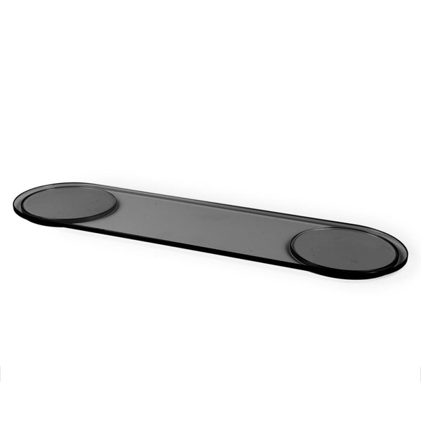 Tilt Long Black Glass Plinth