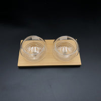 Wilmax A Set Of 3 Bamboo Double Trays With 6 Doublewalled Thermo Bowls To Match SKU: WL-555029