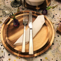 ZavisGreen 2 Large-sized Acacia platters for Pizza and Salad party serving set(16" and 12") SKU: WL-555047