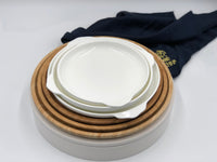 Wilmax Set Of 3 Bamboo And Fine Porcelain Round Baking Dish/plate Setting SKU: WL-555067