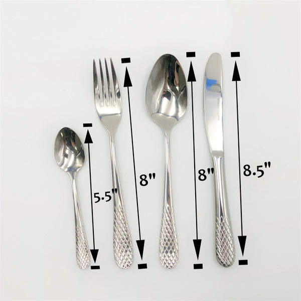 Wilmax Four (4) Piece 18/10 Stainless Steel Julia Dinner Set By Wilmax With Herringbone Design On A Solid Handle SKU: WL-555050