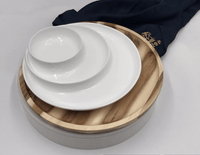 Wilmax Bamboo And Fine Porcelain 3 Section Divided Dish/plate Setting SKU: WL-555070