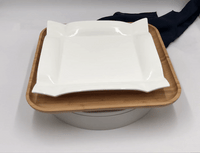 Wilmax Square Bamboo And Fine Porcelain Contemporary Dinnerware Set SKU: WL-555075