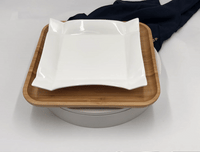 Wilmax Square Bamboo And Fine Porcelain Contemporary Dinnerware Set SKU: WL-555076