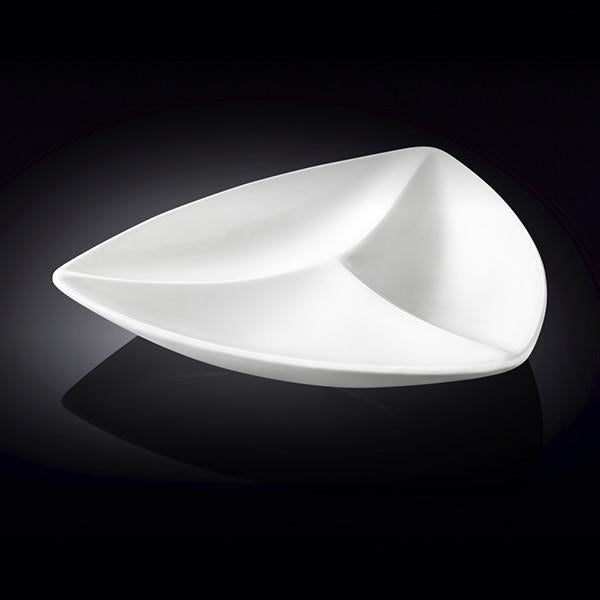 Wilmax Fine Porcelain Divided Triangular Dish 11.5" | 29 Cm SKU: WL-992586/A