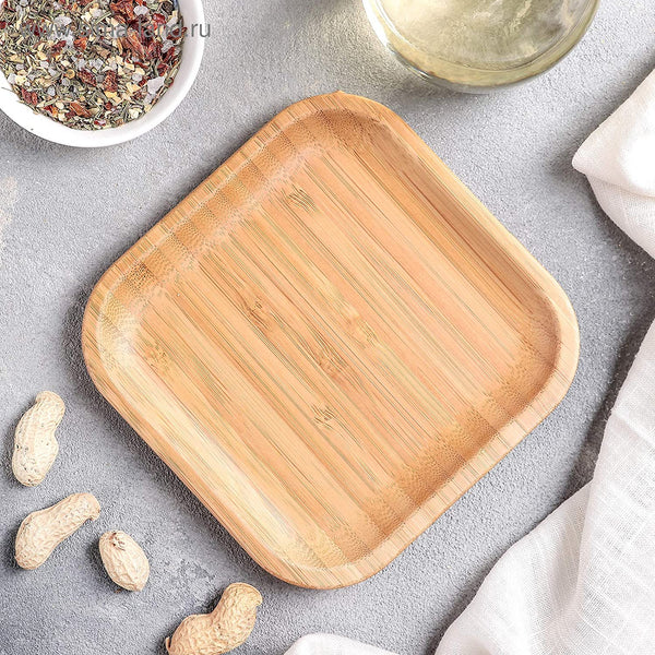 Natural Bamboo Plate 6" X 6" | 15 Cm X 15 Cm WL-771019/A