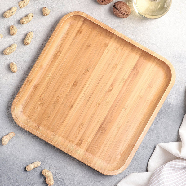 Natural Bamboo Plate 10" X 10" | 25.5 Cm X 25.5 Cm WL-771023/A