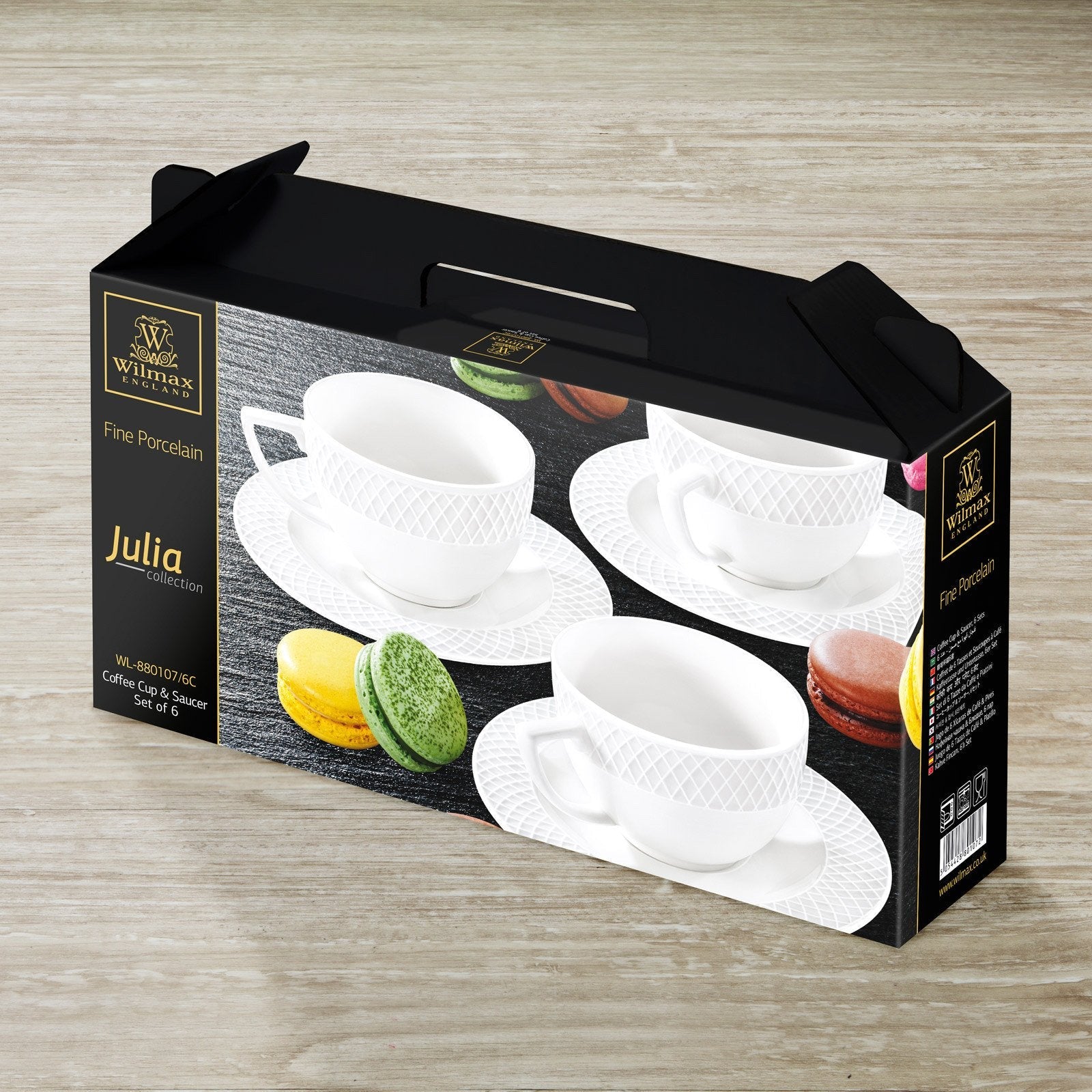 Wilmax Fine Porcelain 3 Oz | 90 Ml Coffee Cup & Saucer Set Of 6 In